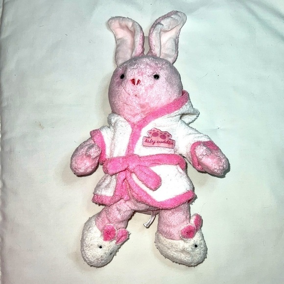 Carters Just One Year Pink Baby Lovey Cuddles Bunny Bathrobe Slippers Plush - Picture 1 of 5